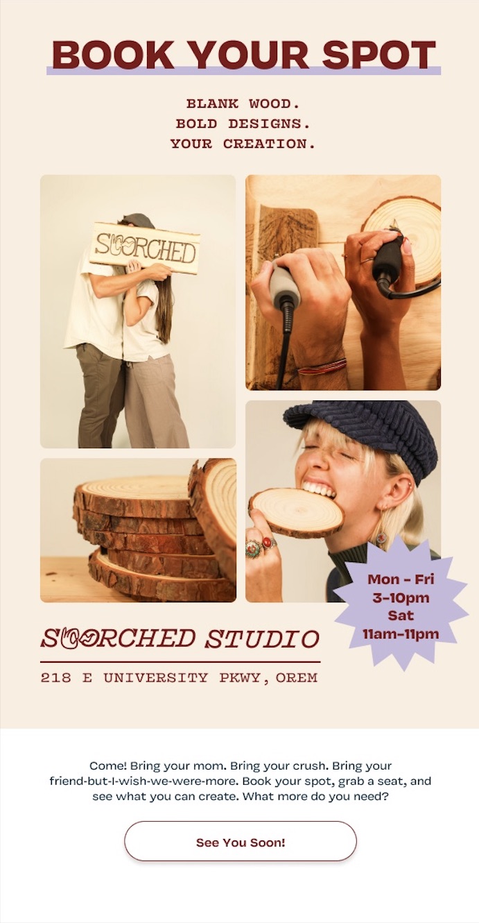 Scorched Studio email campaign, part 2